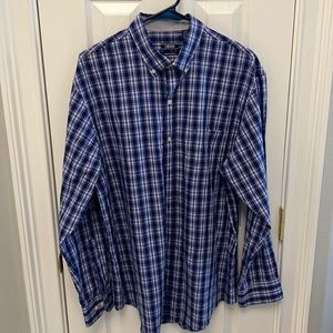 IZOD Premium Essentials Long Sleeve Plaid Shirt~ Size Large